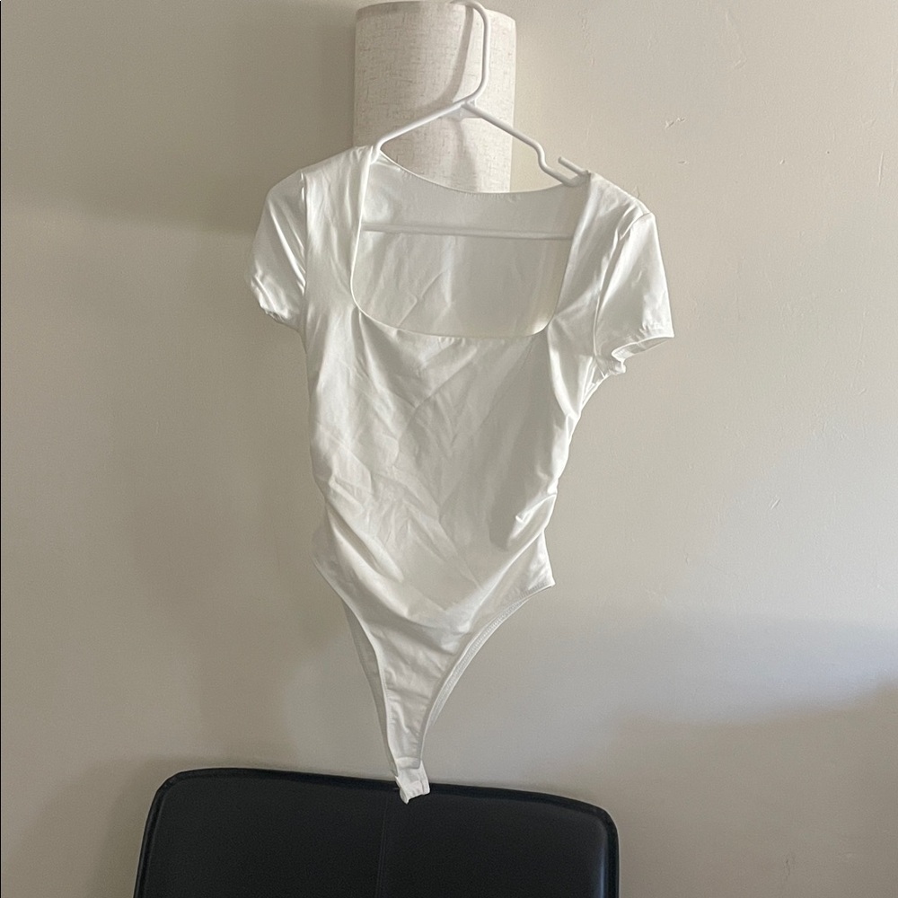 SHEIN | White Modern Neckline Bodysuit